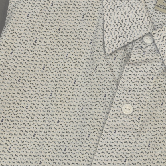 Blue and white anchors nautical print button down shirt - Picture 1 of 8